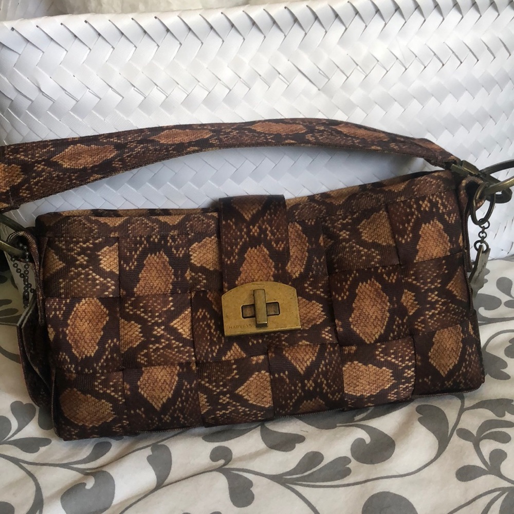 Harvey’s Seatbelt Bag Python Carriage Baguette